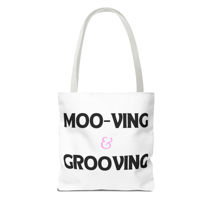 Cow Print Tote Bag - Moo-Ving and Grooving Design