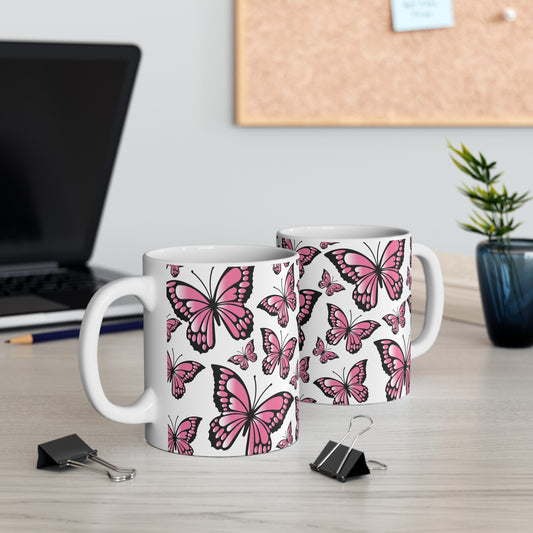 Pink Butterfly Mug 11oz